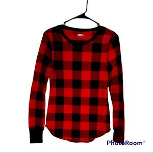 Old Navy Red and Black Plaid Long Sleeve Women’s Shirt